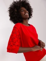 Havana RUE PARIS red blouse with lace sleeves