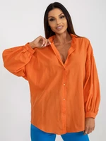 Orange oversized shirt with puffed sleeves