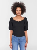 Black short blouse with linen Noisy May Linny - Ladies