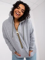 Grey melange plus size hoodie by Amanda