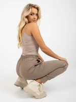 Dark beige women's sweatpants with pockets