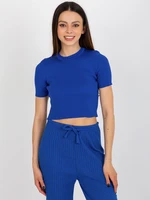 Cobalt blue blouse with ribbed cut