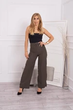 Wide leg trousers in khaki color