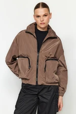 Trendyol Mink Oversize Zippered Water-Repellent Coat