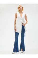 Koton Midi Length Vest with a Slit Detail and One Button.