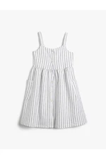 Koton Strapless Linen Dress with Button Fastening and Pocket Lined.