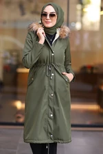 InStyle 2401 Shearling Fleece Coat - Khaki