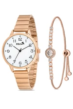 Polo Air Classic Numeral Women's Wristwatch Zircon Stone Bracelet Combination Copper Color