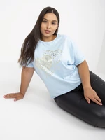 Light blue plus size t-shirt with printed design