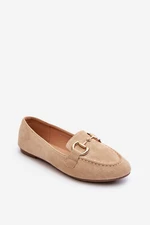 Women's loafers with eco-suede trim, Beige Winality