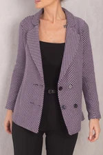 armonika Women's Lilac Stripe Patterned Four Button Cachet Jacket