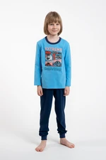 Boys' Pajamas, Long Sleeves, Long Pants - Blue/Navy Blue