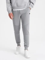 Ombre Men's sweatpants with ottoman fabric inserts - gray