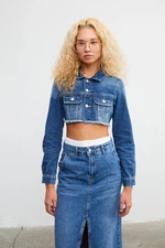 VATKALI Eyelet cropped denim jacket