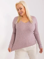 Light pink melange sweater plus size