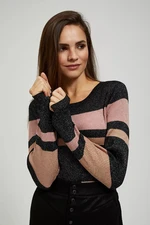 Striped sweater with metal thread