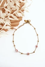 Ankle bracelet with rose gold flowers