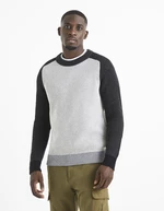 Grey men's ribbed sweater with Celio Veriblock wool blended
