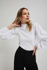 Turtleneck blouse with puff sleeves