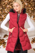 Z6761 DEWBERRY WOMEN'S VEST-PLAIN BURGUNDY