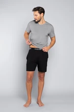 Men's pyjamas Dallas, short sleeves, shorts - melange/black