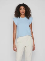 Light blue women's ribbed T-shirt VILA Ril - Women