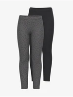 Set of two girly leggings in grey and black name it Vivian - Girls