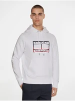 Bílá pánská mikina s kapucí Tommy Hilfiger - Pánské