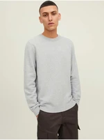 Světle šedý žebrovaný basic svetr Jack & Jones Otto - Pánské