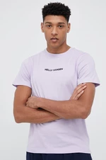 Bavlnené tričko Helly Hansen 53936-697, fialová farba, vzorované