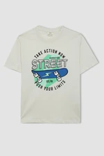 DEFACTO Boy's Crew Neck Printed Short Sleeve T-Shirt