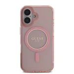 Zadní kryt Guess IML Glitter Ring MagSafe pro Apple iPhone 16, růžová