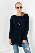 Black sweater with necklace