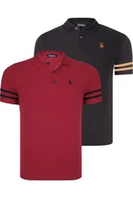 DOUBLE SET T8585 DEWBERRY MEN'S T-SHIRT-BLACK CAMEL-BURGUNDY