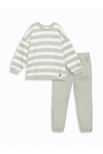 LC Waikiki Crew Neck Long Sleeve Striped Baby Boy Sweatshirt and Trousers 2-Set