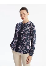 LC Waikiki LCW Lace-Up Collar Print Long Sleeve Women's Blouse