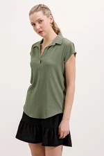 Bigdart 20123 Polo Knitted Blouse - Khaki