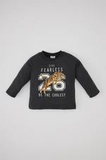 DEFACTO Baby Boy Crew Neck Tiger Printed Combed Cotton Long Sleeve T-Shirt