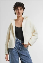 Women's short jacket with hood Sherpa cream