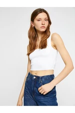 Koton Crop Tank Top Thick Strap Square Collar