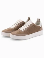 Ombre Old-school men's sneakers on thick sole - light brown