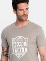 Ombre Men's motorcycle style printed t-shirt - ash