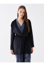 LC Waikiki Shawl Collar Plain Long Sleeve Velvet Women's Dressing Gown