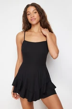 Trendyol Black Strappy Mini Jumpsuit with Flounce Shorts