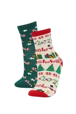 DEFACTO Boy's Christmas Themed 2-Pack Cotton Long Socks