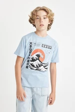 DEFACTO Boy's Crew Neck Printed Short Sleeve T-Shirt