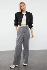 Trendyol Grey Boxer Detail Wide Leg/Wide Leg Woven Trousers