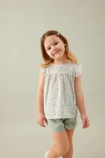 DEFACTO Baby Girl Floral Blouse Shorts Poplin 2-Piece Set