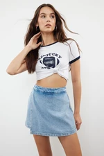 Trendyol Blue High Waist Denim Shorts Skirt