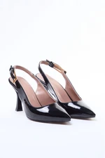 Trendyol Black Gold Buckle Pointed Toe Women's Slingback Stiletto Heel Shoes